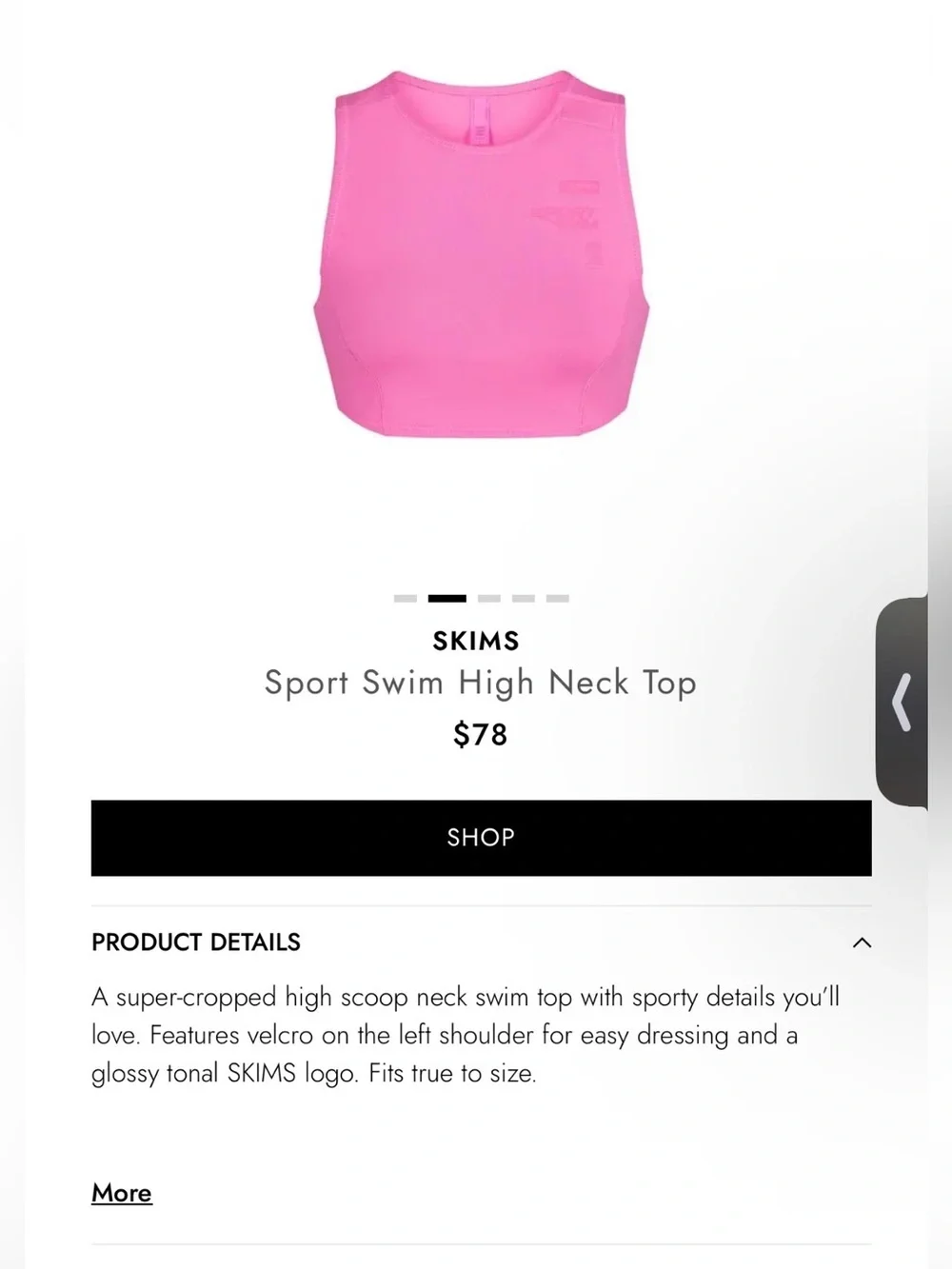 NWT SKIMS Size XXS Sport Swim High Neck Top - Taffy Pink